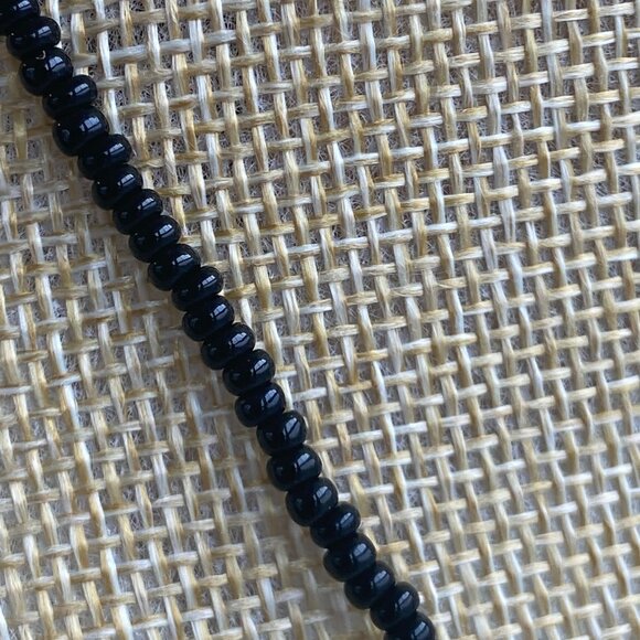 Long Dangle Necklace Black, White & Blue Beads - Picture 9 of 10